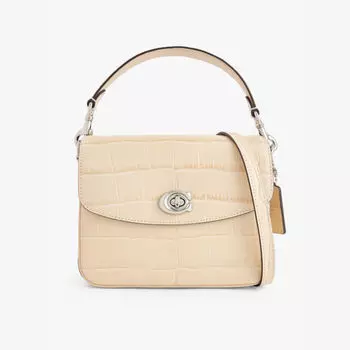 Сумка через плечо Cassie 19 из кожи с тиснением под крокодила Coach, белый