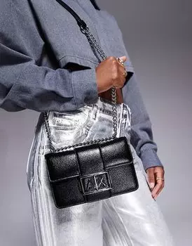 Сумка через плечо черного и серебристого цветов Armani Exchange
