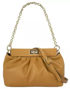 Сумка через плечо Cluty, натуральная кожа, производство Италия, желтый