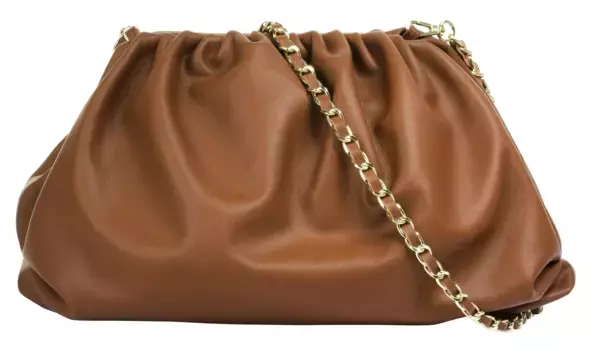 Сумка через плечо Cluty, натуральная кожа, производство Италия, цвет Cognac