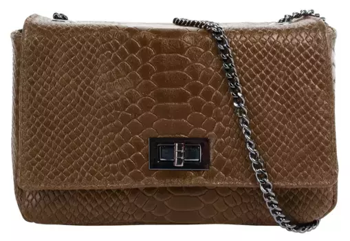 Сумка через плечо Cluty, натуральная кожа, производство Италия, коричневый