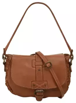 Сумка через плечо Cluty, натуральная кожа, производство Италия, цвет Cognac