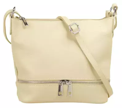 Сумка через плечо Cluty, натуральная кожа, производство Италия, бежевый