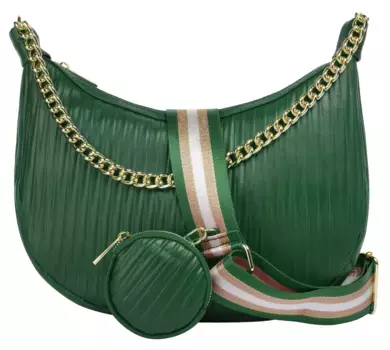 Сумка через плечо Cluty, натуральная кожа, производство Италия, зеленый