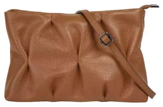 Сумка через плечо Cluty, натуральная кожа, производство Италия, цвет Cognac