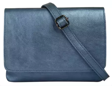 Сумка через плечо Cluty, натуральная кожа, производство Италия, синий