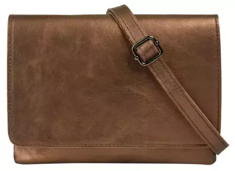 Сумка через плечо Cluty, натуральная кожа, производство Италия, цвет Cognac