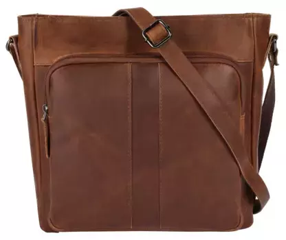 Сумка через плечо Cluty, натуральная кожа, цвет Cognac