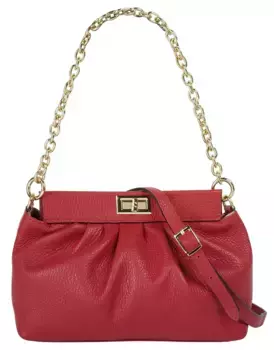 Сумка через плечо Cluty, натуральная кожа, производство Италия, красный