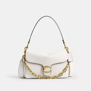 Сумка через плечо Coach Chain Tabby Shoulder Bag, цвет Brass/Chalk