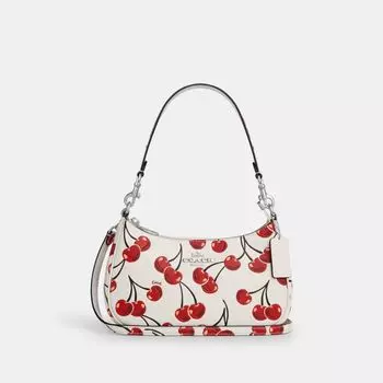 Сумка через плечо Coach Teri Shoulder Bag With Cherry Print, серебряный/мульти