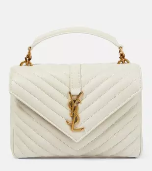 Сумка через плечо College среднего размера из кожи Saint Laurent, белый