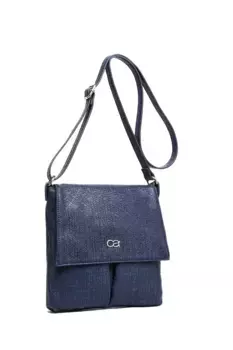 Сумка через плечо COLLEZIONE ALESSANDRO "Flechty", с множеством отделений, плетеного вида, синий