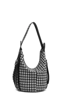 Сумка через плечо COLLEZIONE ALESSANDRO "гусиные лапки", черно-белая, черный