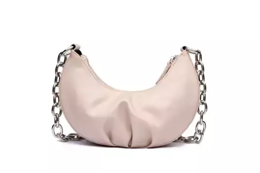 Сумка через плечо COLLEZIONE ALESSANDRO "Kasumi", с небольшими складками и грубой цепочкой на плечо, бежевый