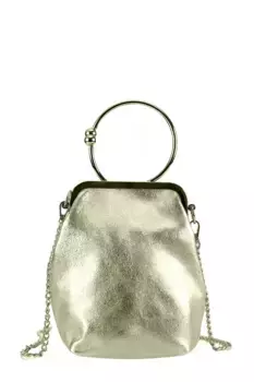 Сумка через плечо COLLEZIONE ALESSANDRO "Кружево" из натуральной кожи с застежкой-клапаном, цвет Gold