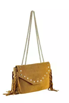 Сумка через плечо COLLEZIONE ALESSANDRO "Mini-Jesse" из замши с бахромой, коричневый