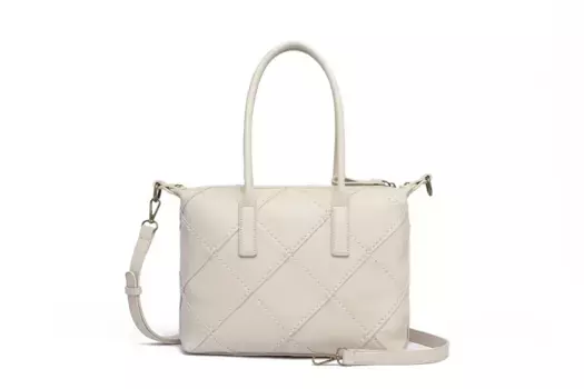 Сумка через плечо COLLEZIONE ALESSANDRO "Patches", выполненная вручную с контрастной строчкой, бежевый