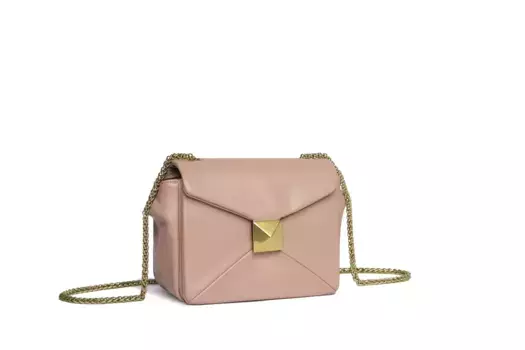 Сумка через плечо COLLEZIONE ALESSANDRO "Пирамида" из мягкого материала и тонкой цепочки, розовый