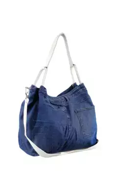 Сумка через плечо COLLEZIONE ALESSANDRO "Страсбург" из джинсовой ткани с воловьей кожей, джинсовый