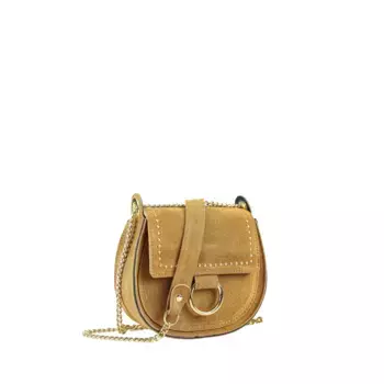 Сумка через плечо COLLEZIONE ALESSANDRO "Весна" из замши с мини-заклепками, коричневый