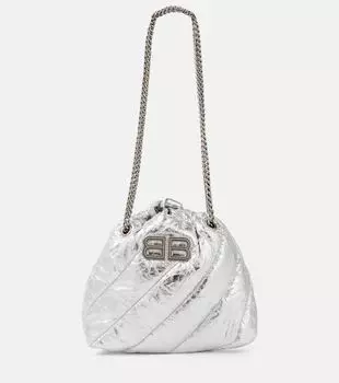 Сумка через плечо crush mini из металлизированной кожи Balenciaga, серебряный