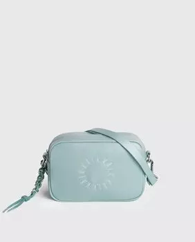 Сумка через плечо цвета аквамарина с ручкой в виде цепочки и серебряной застежкой-молнией Kalk