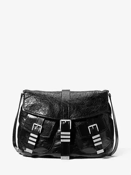 Сумка через плечо Darrington Large из потрескавшейся кожи Michael Kors, черный