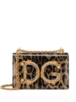 Сумка через плечо DG Girls с леопардовым принтом DOLCE & GABBANA, черный