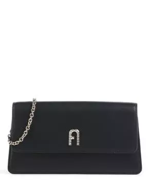 Сумка через плечо Diamante Mini из мелкозернистой кожи Furla, черный