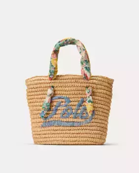 Сумка через плечо для девочек Raffia Tote Polo Ralph Lauren, коричневый
