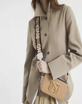 Сумка через плечо для камеры бежево-темного цвета River Island
