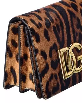 Сумка через плечо Dolce & Gabbana 3.5 из кожи и телячьего ворса, коричневый