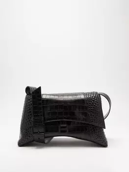 Сумка через плечо downtown с тиснением под кожу крокодила Balenciaga, черный