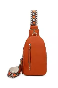 Сумка через плечо Duo из полиуретана с холщовым ремешком Fontanella Fashion, оранжевый