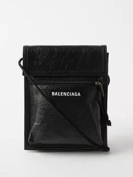 Сумка через плечо explorer из потрескавшейся кожи Balenciaga, черный