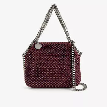 Сумка через плечо Falabella из переработанного полиэстера, украшенная кристаллами Stella Mccartney, бургундия