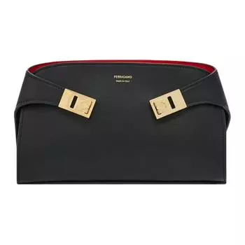 Сумка через плечо Ferragamo из телячьей кожи, мини-сумка для женщин, черная и огненно-красная