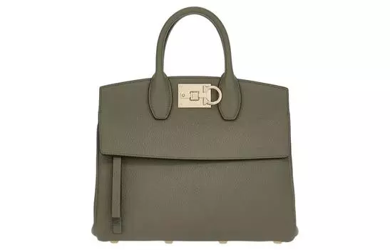 Сумка через плечо FERRAGAMO Studio Soft из натуральной зернистой коровьей кожи, небольшого размера, цвет оливковый зеленый