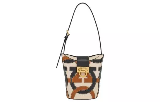Сумка через плечо FERRAGAMO Trifolio из коровьей кожи, женская, цвет «костяной», черный