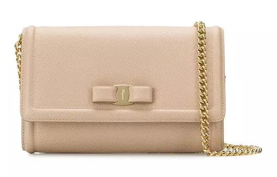Сумка через плечо FERRAGAMO Vara из телячьей кожи, женская, телесного цвета