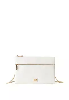 Сумка через плечо FLAT IN-EFFECT WITH REMOVABLE ADJUSTABLE CHAIN STRAP ZIP CLOSURE FRONT POCKET AND LOGO ON THE FRONT United Colors of Benetton, белый