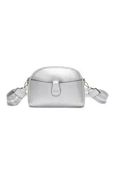Сумка через плечо Gabby из полиуретана с тройной молнией, тремя отделениями и узорчатым ремешком Fontanella Fashion, серебро