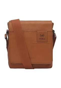 Сумка через плечо Гайд Парк, кожа, нашивка, однотонная, женская strellson, цвет Cognac