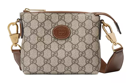 Сумка через плечо GG Canvas с кожаной отделкой, мужская GUCCI