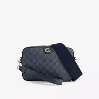 Сумка через плечо gg supreme из холщовой ткани с покрытием Gucci, синий