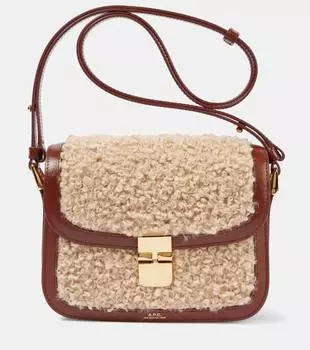 Сумка через плечо Grace Small из искусственной овчины A.P.C., цвет tcc hazelnut/ecru