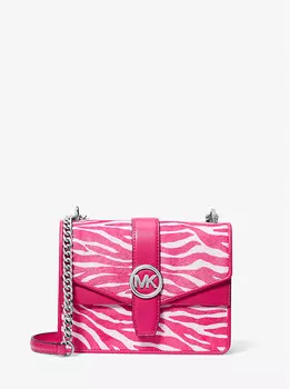 Сумка через плечо Greenwich маленькая из телячьей шерсти с принтом зебры Michael Kors, розовый