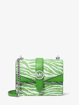 Сумка через плечо Greenwich с логотипом и анималистичным принтом Michael Kors, зеленый