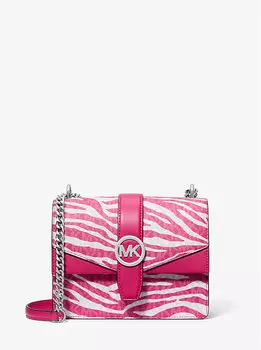 Сумка через плечо Greenwich с логотипом и анималистичным принтом Michael Kors, розовый